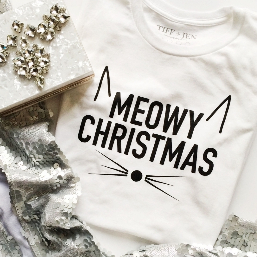 NWT Meowy Christmas white shirt XL
